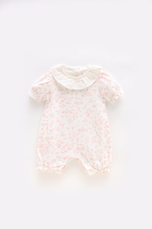 Barboteuse bébé toile de jouy rose