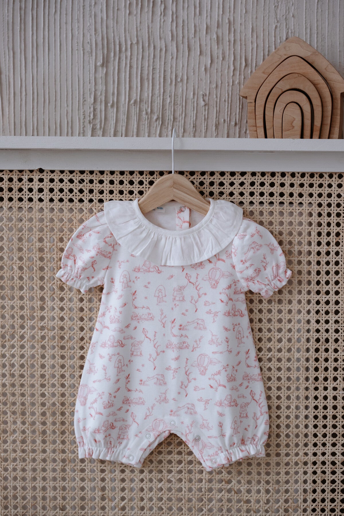 Barboteuse bébé toile de jouy rose