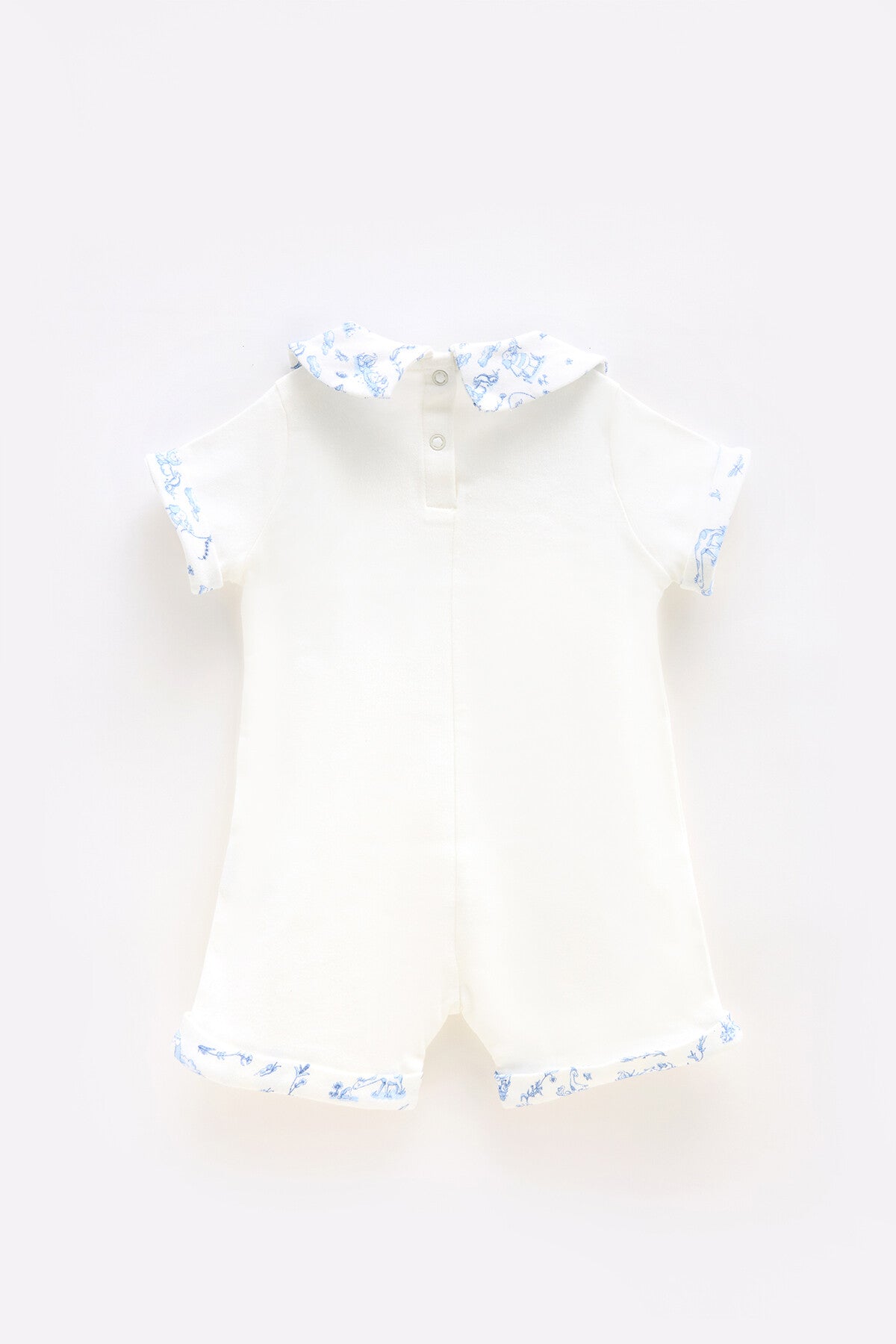 Barboteuse bébé toile de jouy bleue