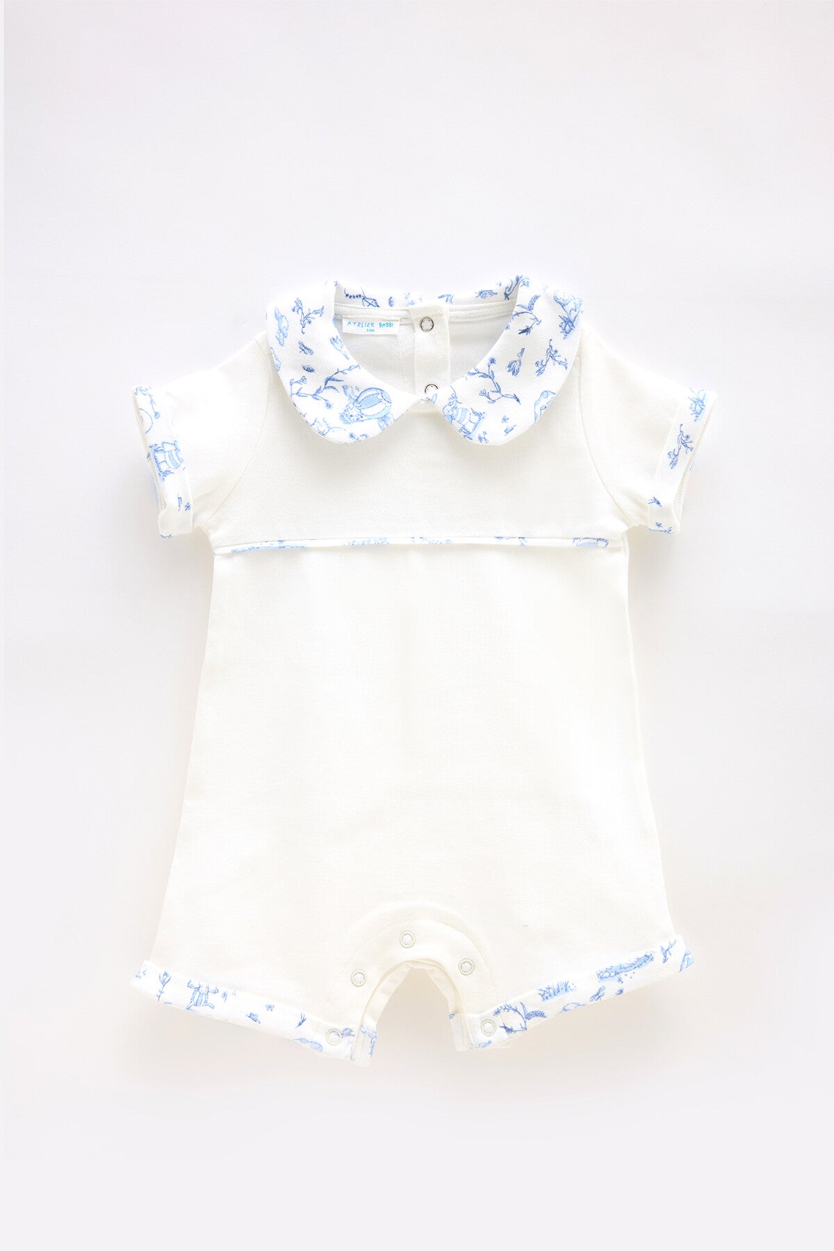 Barboteuse bébé toile de jouy bleue