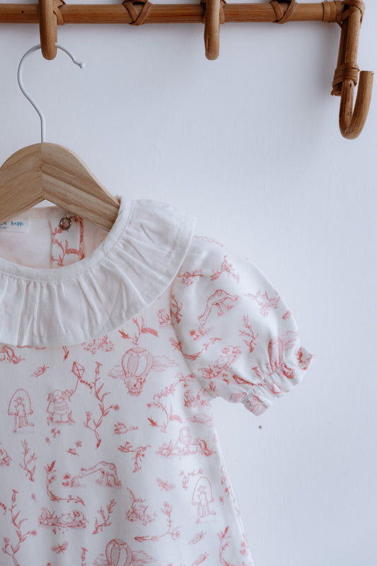 Barboteuse bébé toile de jouy rose